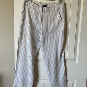 Loft striped linen blend wide leg pants size 2